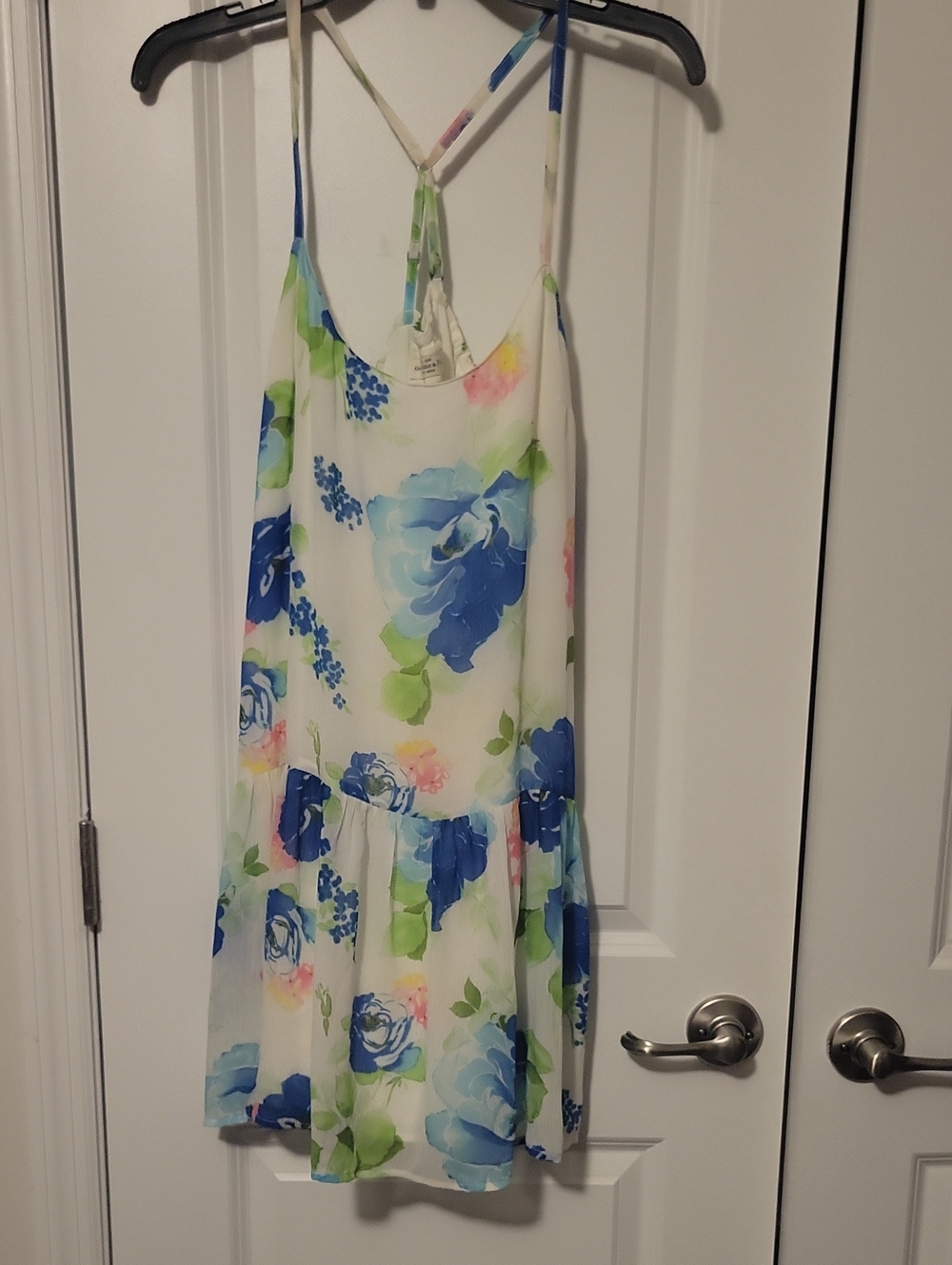 Women's Floral Sundress with Blue Rose Print